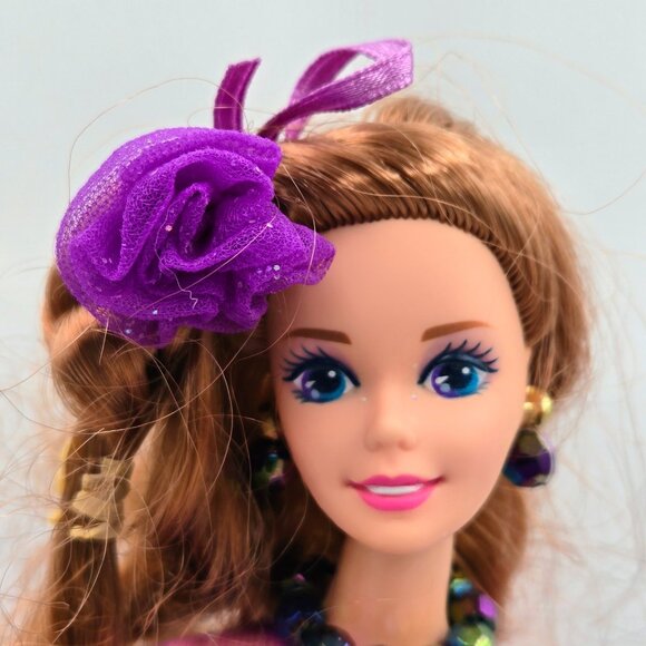 Purple Passion 1995 Barbie Doll Brunette Readhead Mattel Dress Earrings 13555 Re - Picture 2 of 16